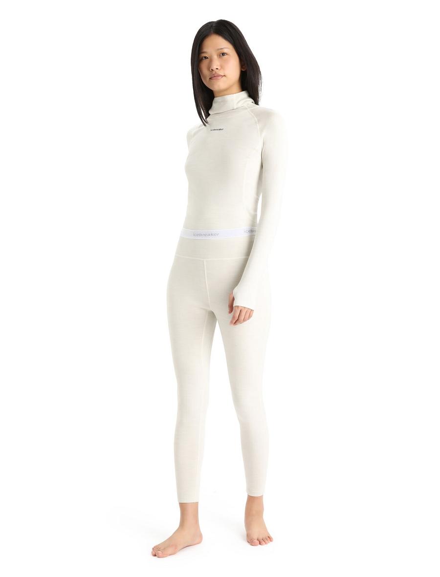 Women's Icebreaker 15.5 Merino Thermal Leggings Base Layers Ecru Heather | CA 1077TCEV